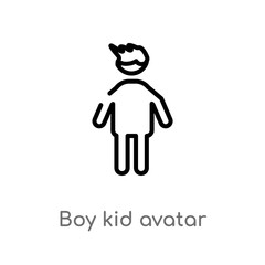 outline boy kid avatar vector icon. isolated black simple line element illustration from people concept. editable vector stroke boy kid avatar icon on white background