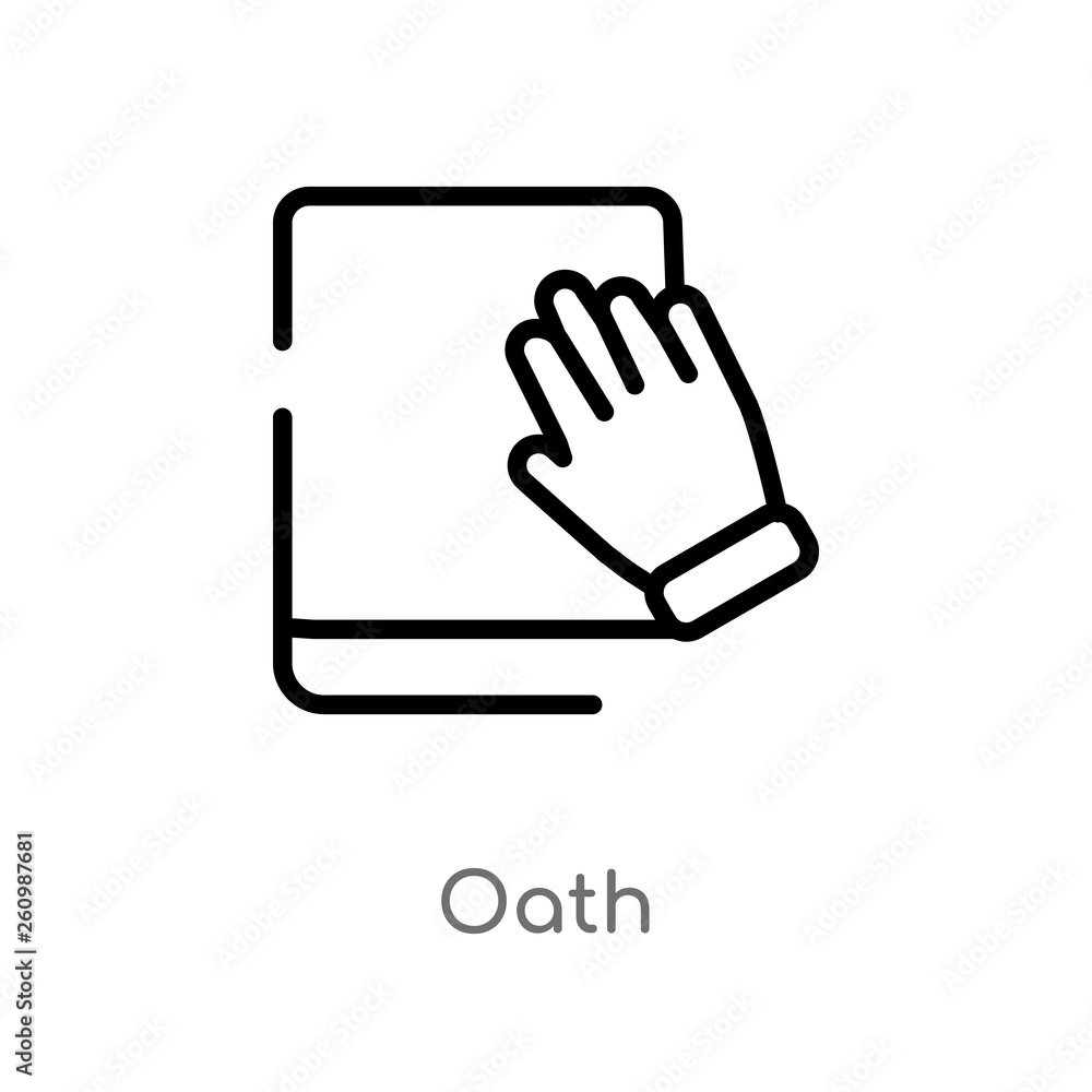 Poster outline oath vector icon. isolated black simple line element illustration from political concept. ed
