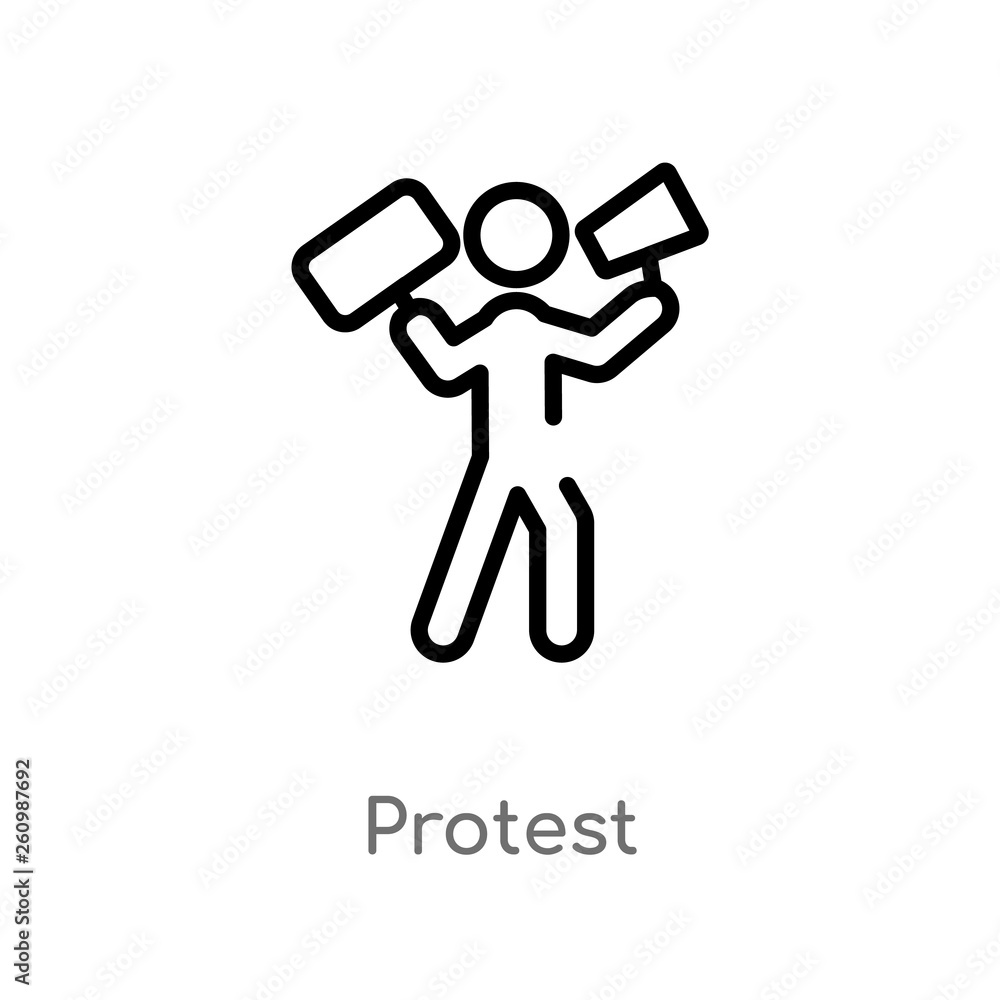 Poster outline protest vector icon. isolated black simple line element illustration from political concept.