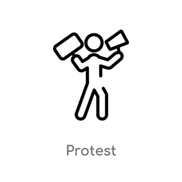 outline protest vector icon. isolated black simple line element illustration from political concept. editable vector stroke protest icon on white background