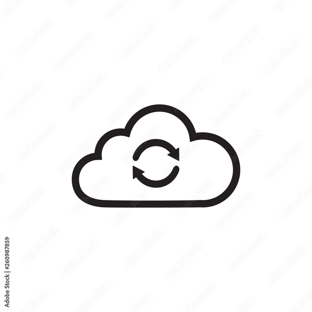 Poster cloud sync or cloud refresh with arrows line art vector icon for apps and websites