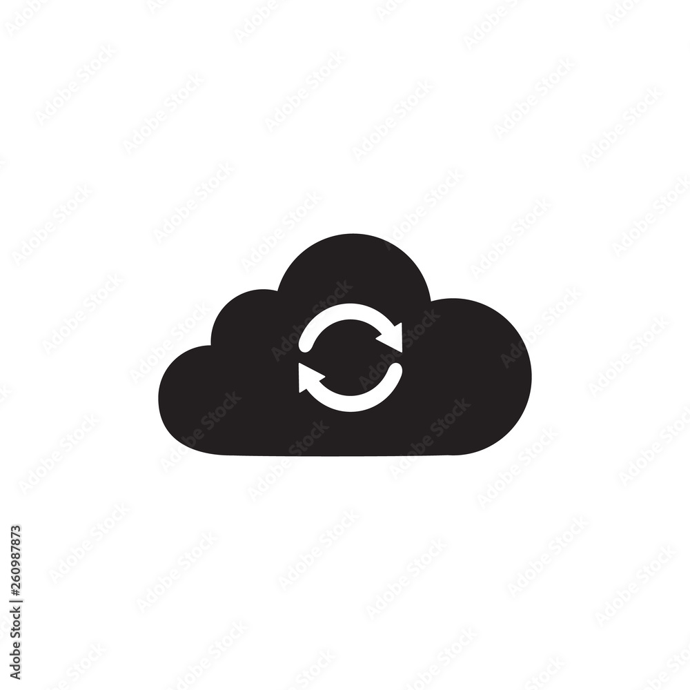 Poster cloud sync or cloud refresh with arrows line art vector icon for apps and websites