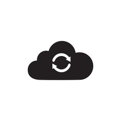Cloud sync or cloud refresh with arrows line art vector icon for apps and websites