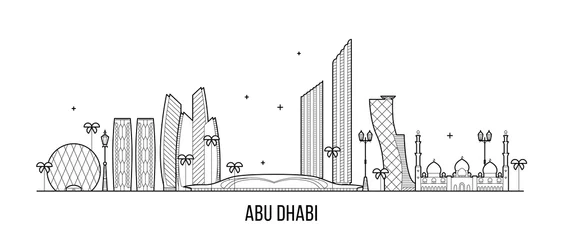 Fotobehang Abu Dhabi skyline United Arab Emirates UAE vector © Alexandr Bakanov
