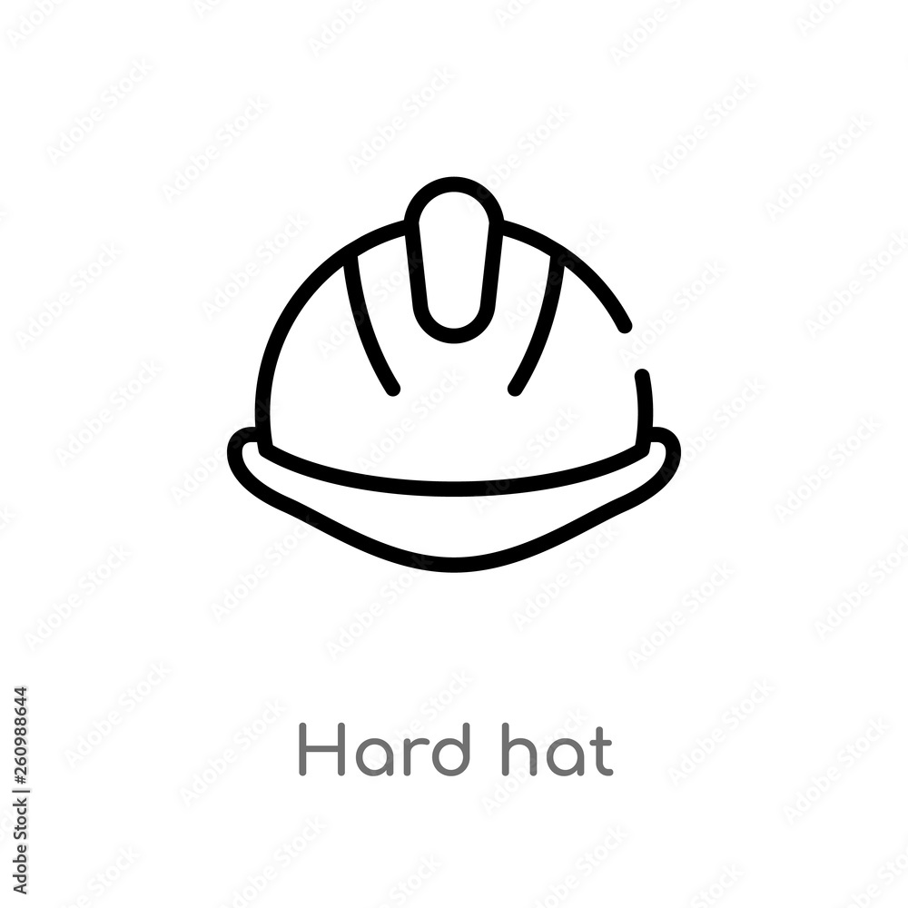 Poster outline hard hat vector icon. isolated black simple line element illustration from productivity conc