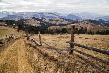 Misty landscape in the mountain area