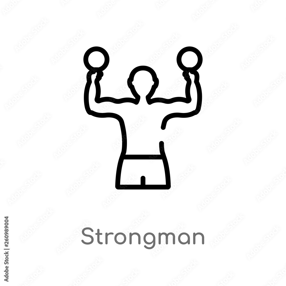Poster outline strongman vector icon. isolated black simple line element illustration from professions and 