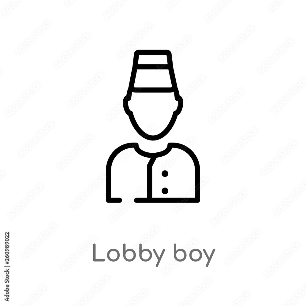 Poster outline lobby boy vector icon. isolated black simple line element illustration from professions and 