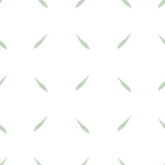 Fototapeta na wymiar Romantic seamless Scandinavian pattern with green leaves. Pastel colours, white background, flat style vector illustration.