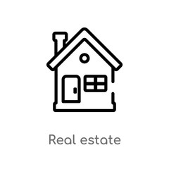 outline real estate vector icon. isolated black simple line element illustration from  concept. editable vector stroke real estate icon on white background