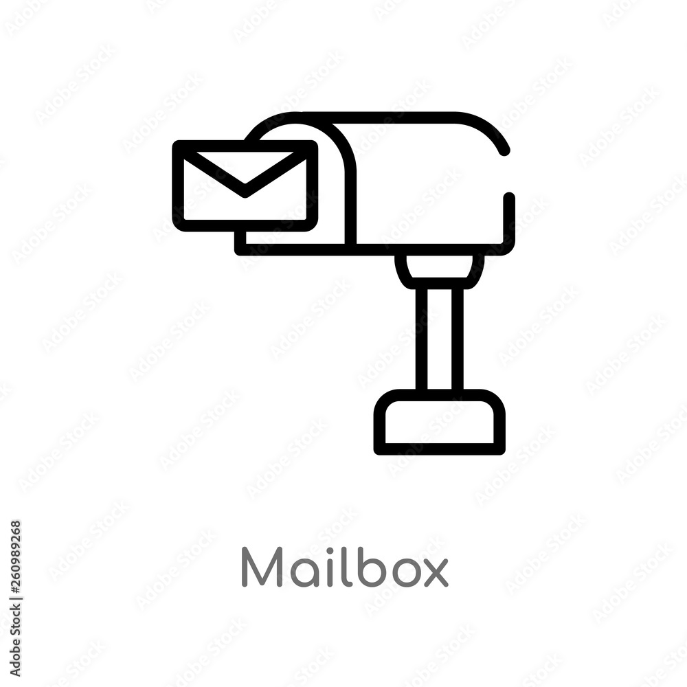 Poster outline mailbox vector icon. isolated black simple line element illustration from real estate concep