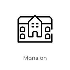 outline mansion vector icon. isolated black simple line element illustration from real estate concept. editable vector stroke mansion icon on white background