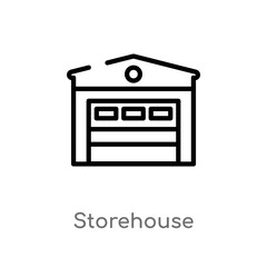 outline storehouse vector icon. isolated black simple line element illustration from real estate concept. editable vector stroke storehouse icon on white background