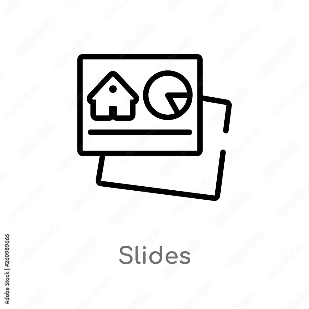 Poster outline slides vector icon. isolated black simple line element illustration from real estate concept