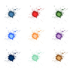 Fototapeta na wymiar Vector Colorful paint splatters.Paint splashes set.Vector illustration.