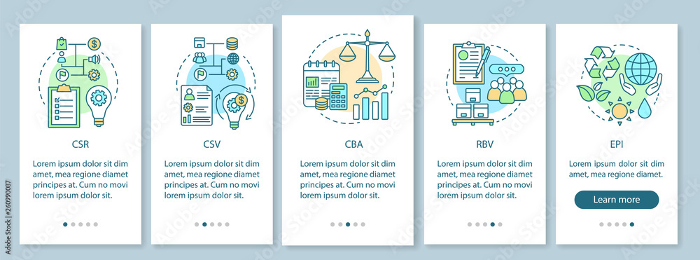 Poster business concepts onboarding mobile app page screen vector template