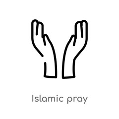 outline islamic pray vector icon. isolated black simple line element illustration from religion-2 concept. editable vector stroke islamic pray icon on white background