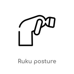 outline ruku posture vector icon. isolated black simple line element illustration from religion-2 concept. editable vector stroke ruku posture icon on white background