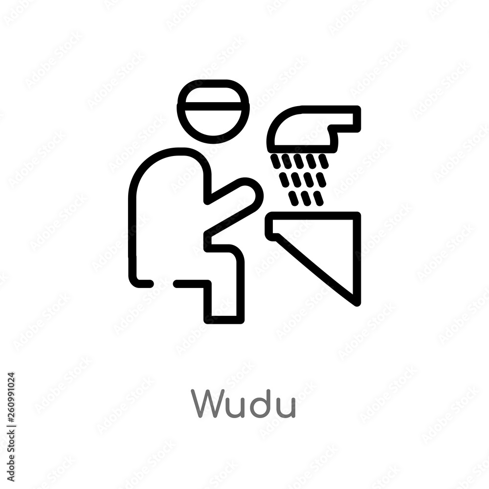 Aufkleber outline wudu vector icon. isolated black simple line element illustration from religion-2 concept. e