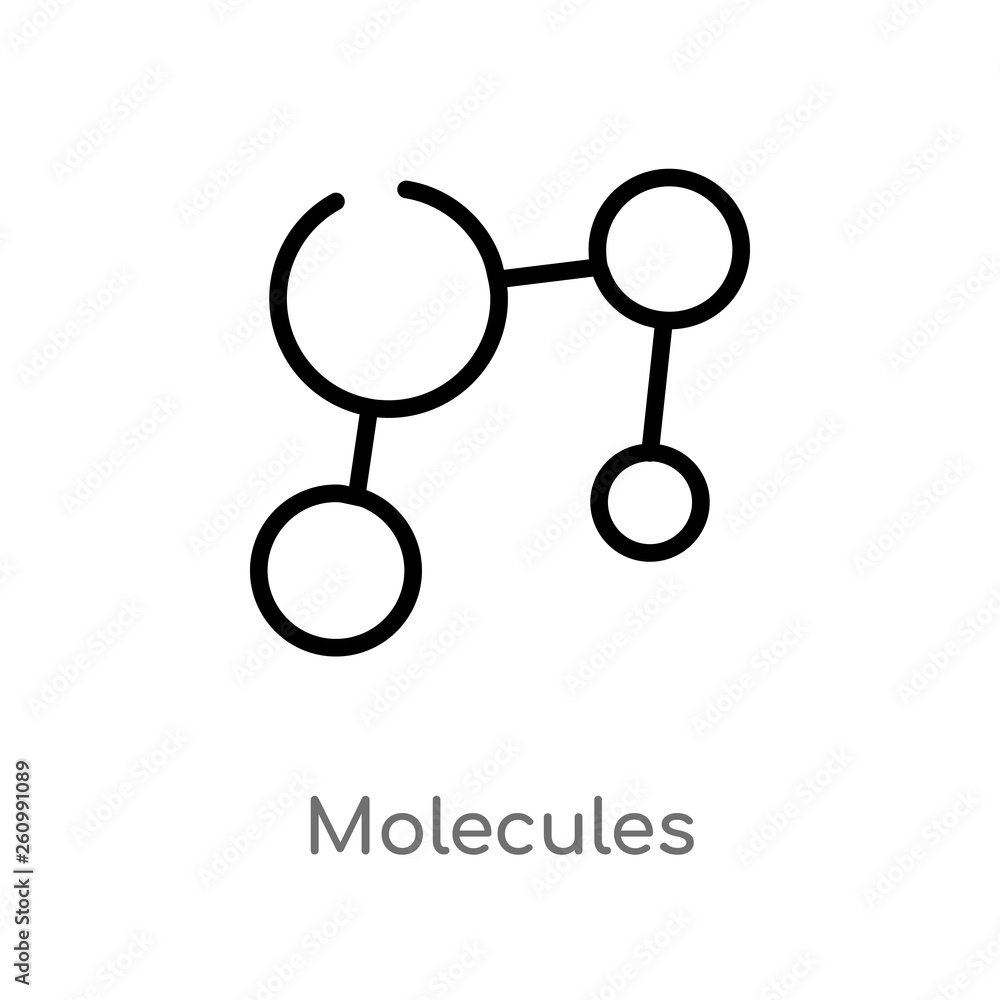 Poster outline molecules vector icon. isolated black simple line element illustration from science concept.