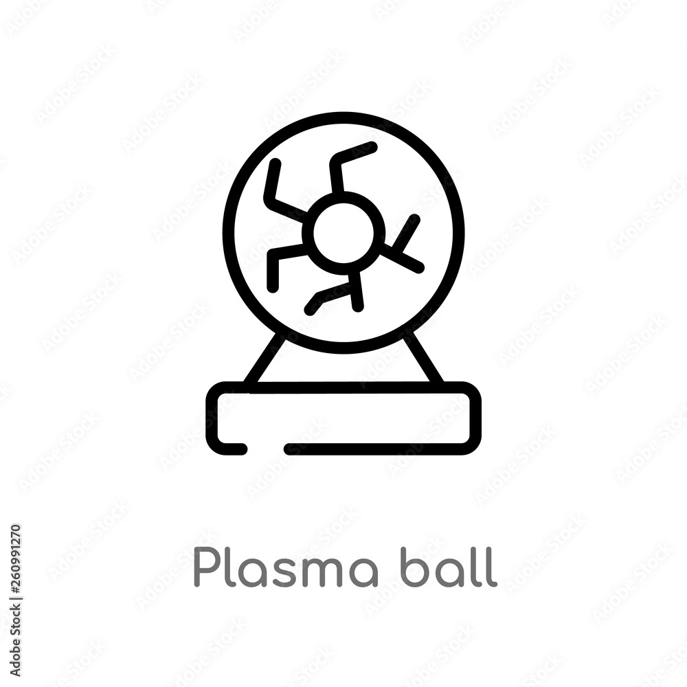Poster outline plasma ball vector icon. isolated black simple line element illustration from science concep