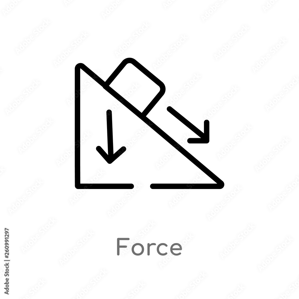 Aufkleber outline force vector icon. isolated black simple line element illustration from science concept. edi
