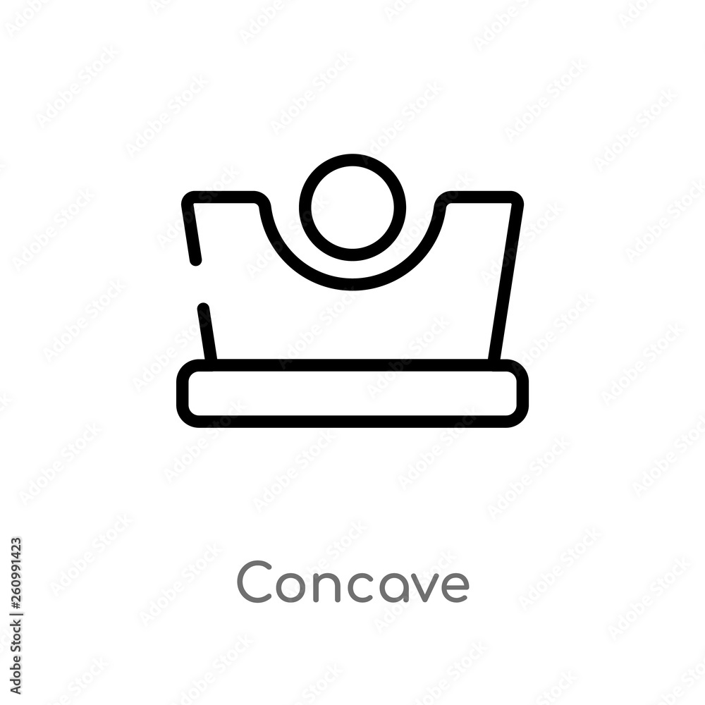 Poster outline concave vector icon. isolated black simple line element illustration from science concept. e