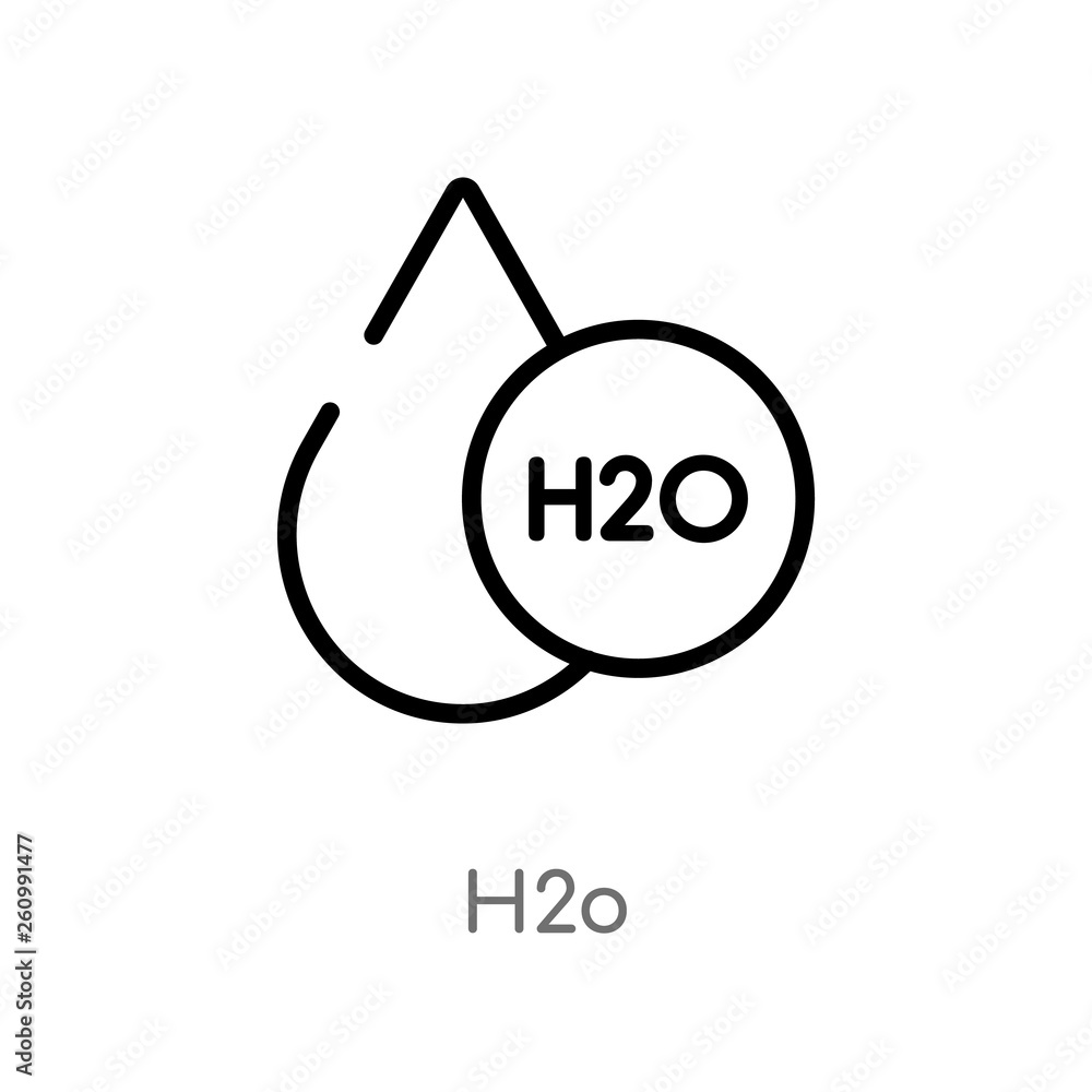 Poster outline h2o vector icon. isolated black simple line element illustration from science concept. edita