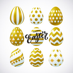 Happy Easter vector card with 3d decorative eggs