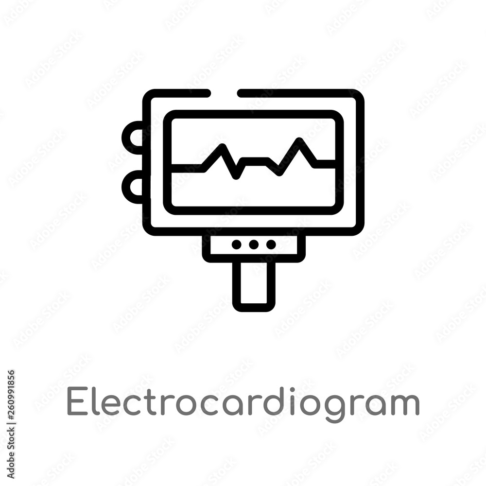 Poster outline electrocardiogram vector icon. isolated black simple line element illustration from science 