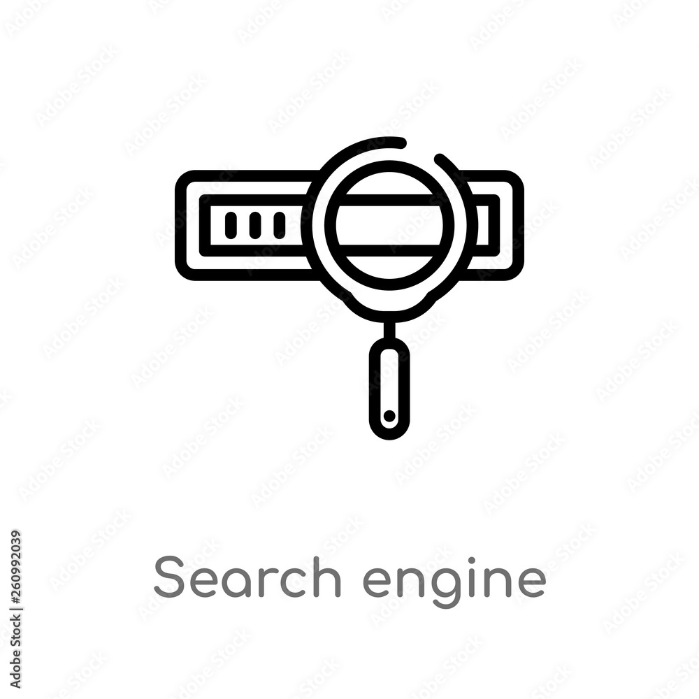 Poster outline search engine vector icon. isolated black simple line element illustration from search engin