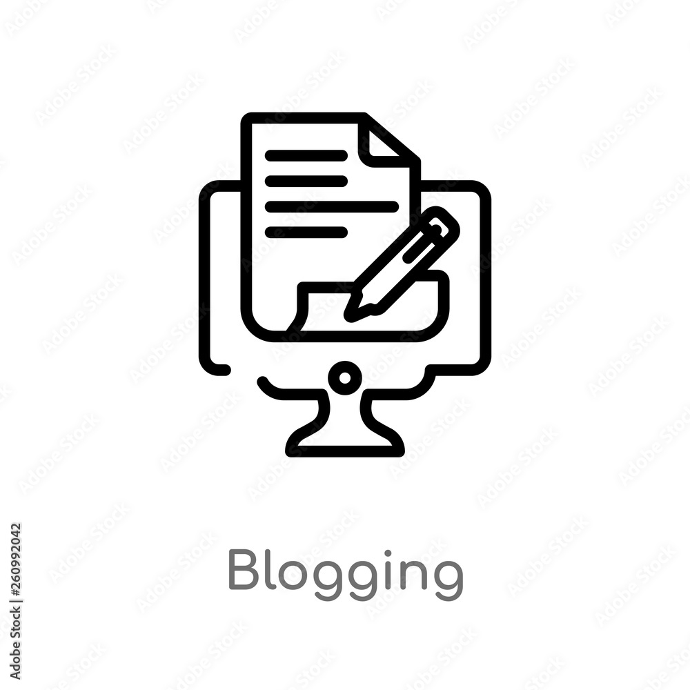 Aufkleber outline blogging vector icon. isolated black simple line element illustration from search engine opt