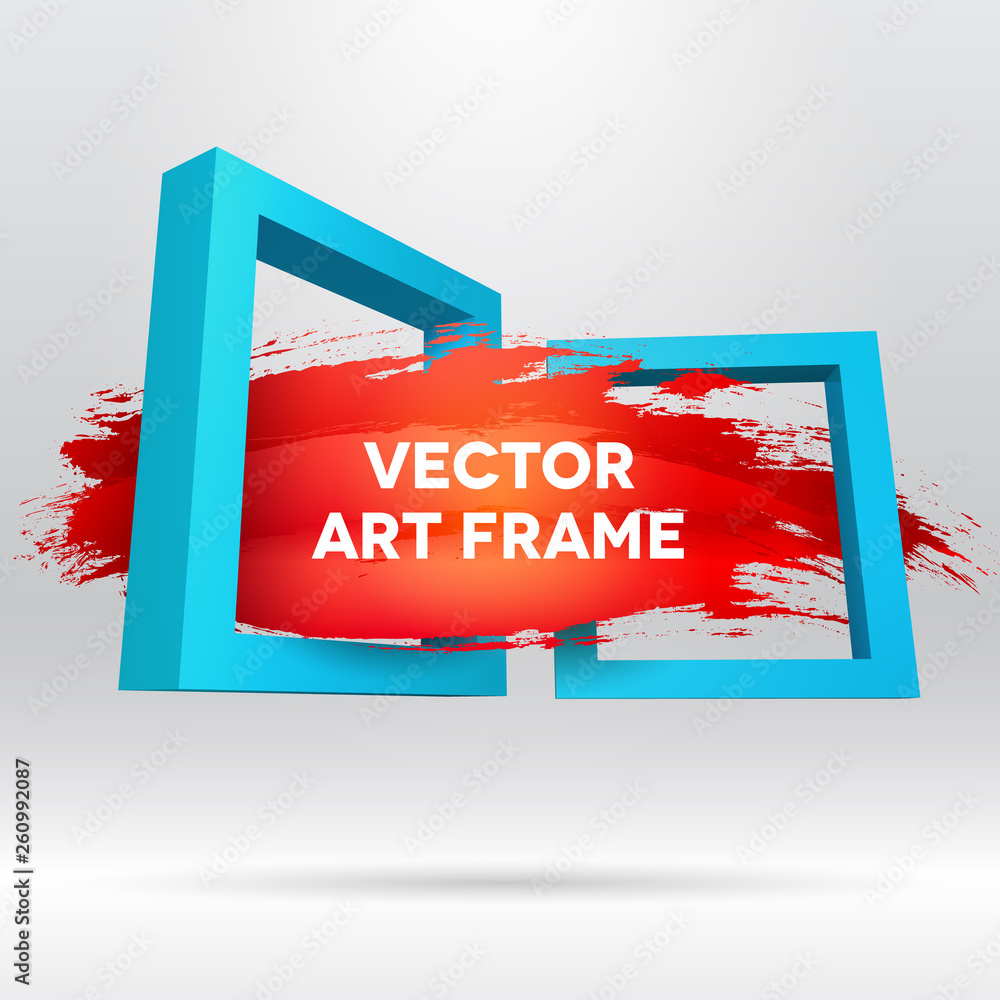 Poster 3d template with out of frame brush stroke