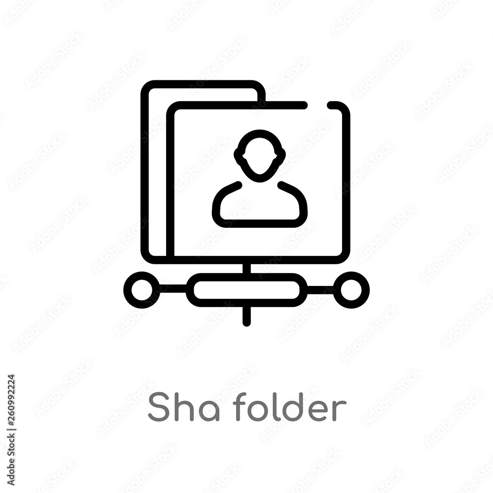 Aufkleber outline sha folder vector icon. isolated black simple line element illustration from search engine o