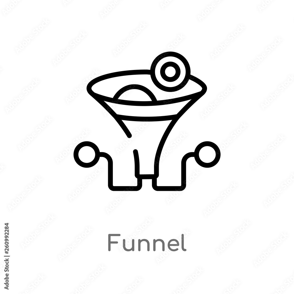 Poster outline funnel vector icon. isolated black simple line element illustration from search engine optim