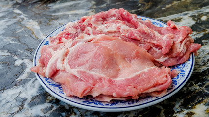 Raw pork slice 