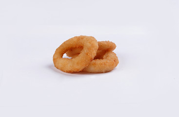 onion rings on white background