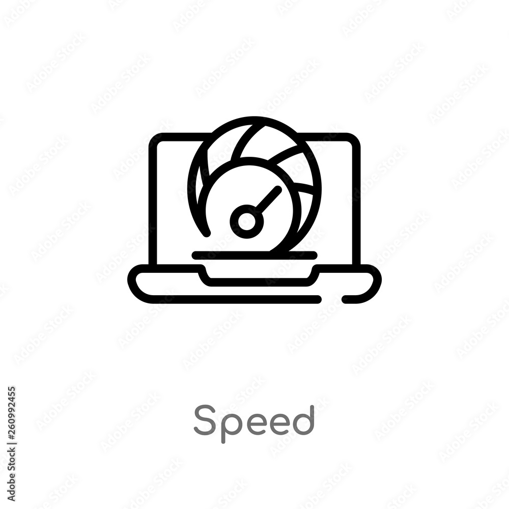 Aufkleber outline speed vector icon. isolated black simple line element illustration from seo & web concept. e