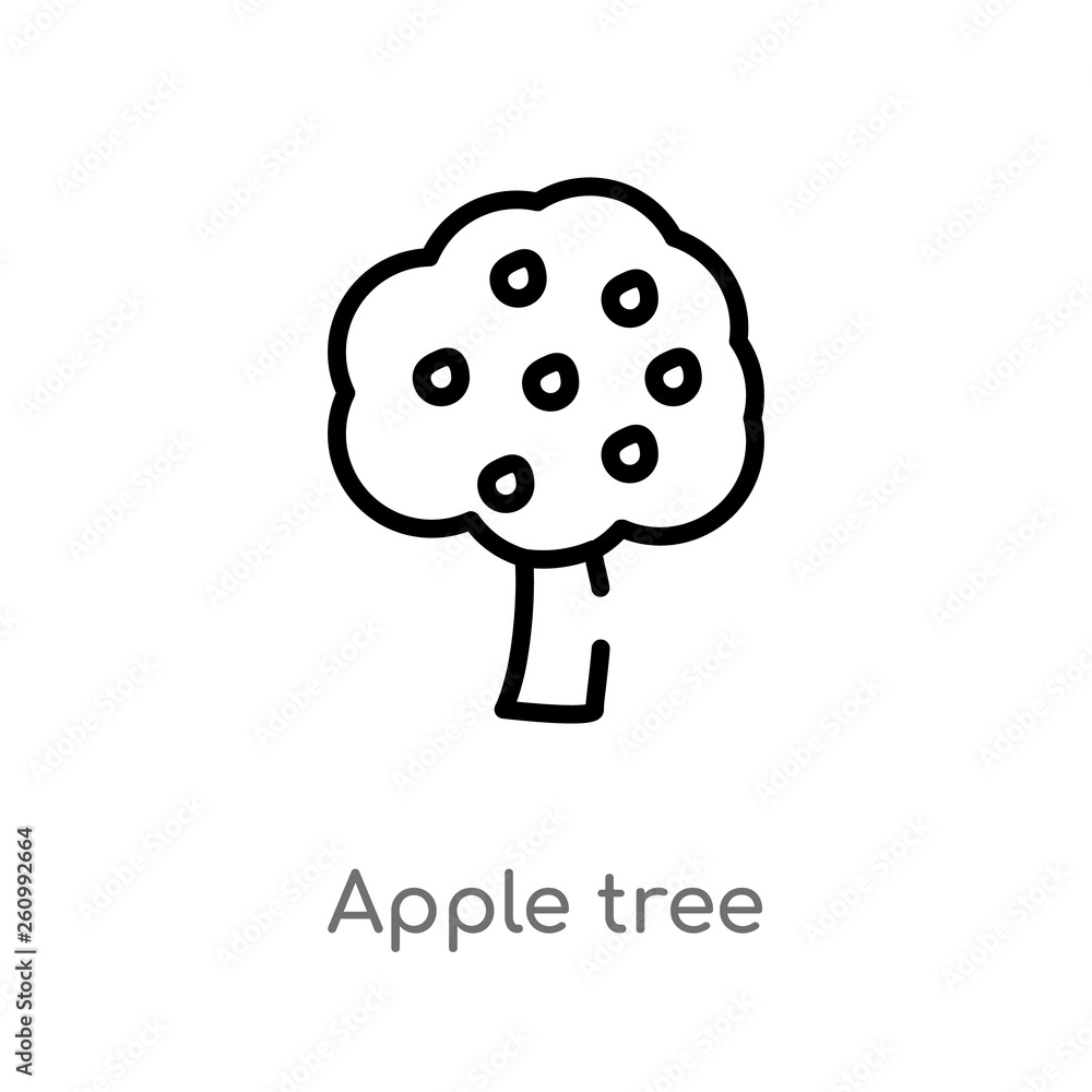 Poster outline apple tree vector icon. isolated black simple line element illustration from season concept.