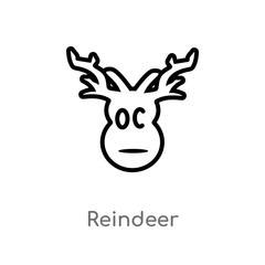 outline reindeer vector icon. isolated black simple line element illustration from season concept. editable vector stroke reindeer icon on white background
