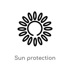 outline sun protection vector icon. isolated black simple line element illustration from season concept. editable vector stroke sun protection icon on white background
