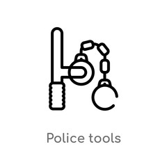 outline police tools vector icon. isolated black simple line element illustration from security concept. editable vector stroke police tools icon on white background