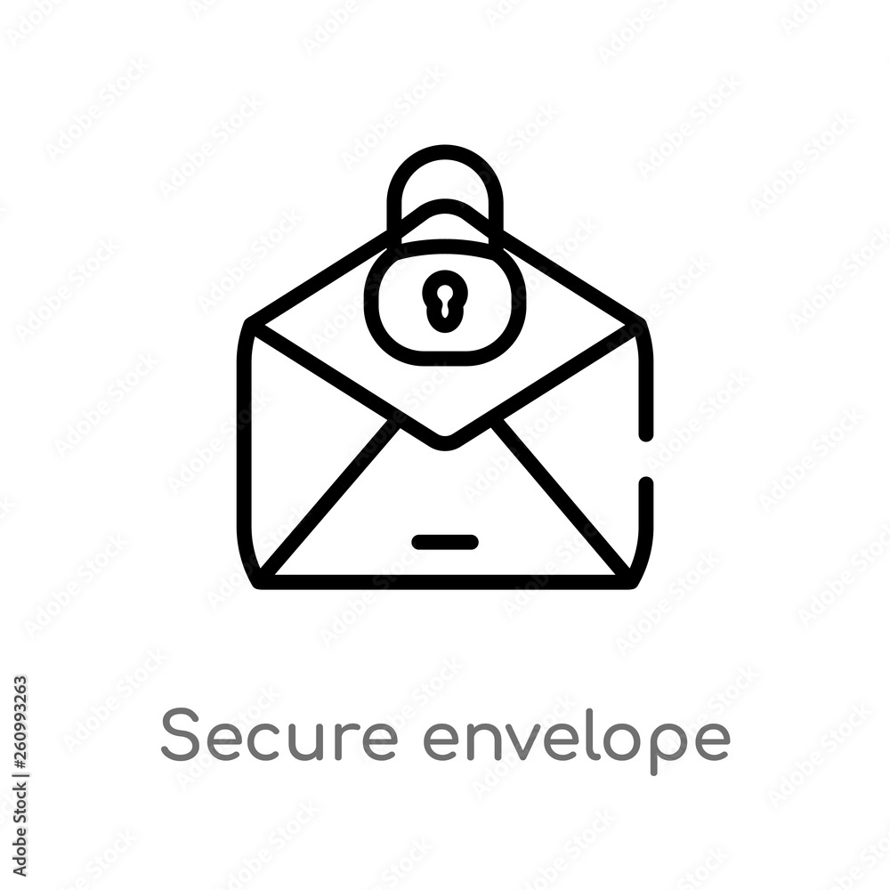 Poster outline secure envelope vector icon. isolated black simple line element illustration from security c