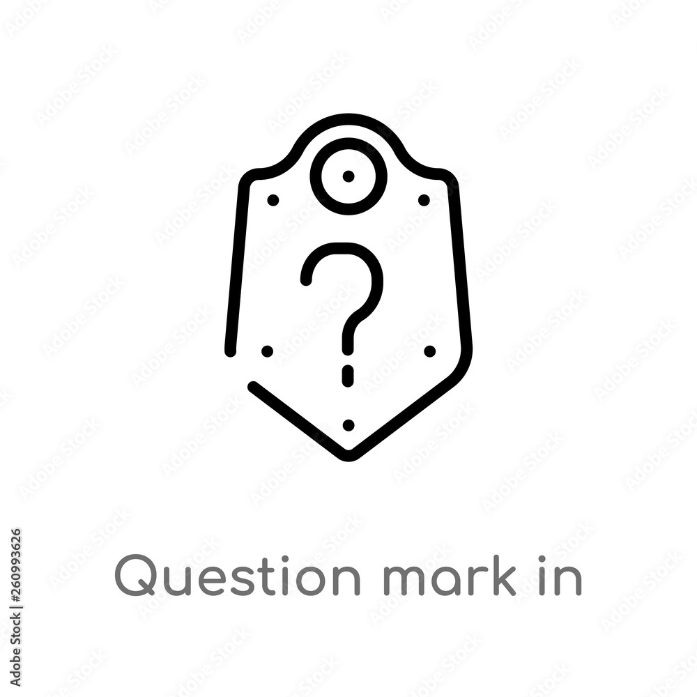 Poster outline question mark in a shield vector icon. isolated black simple line element illustration from 