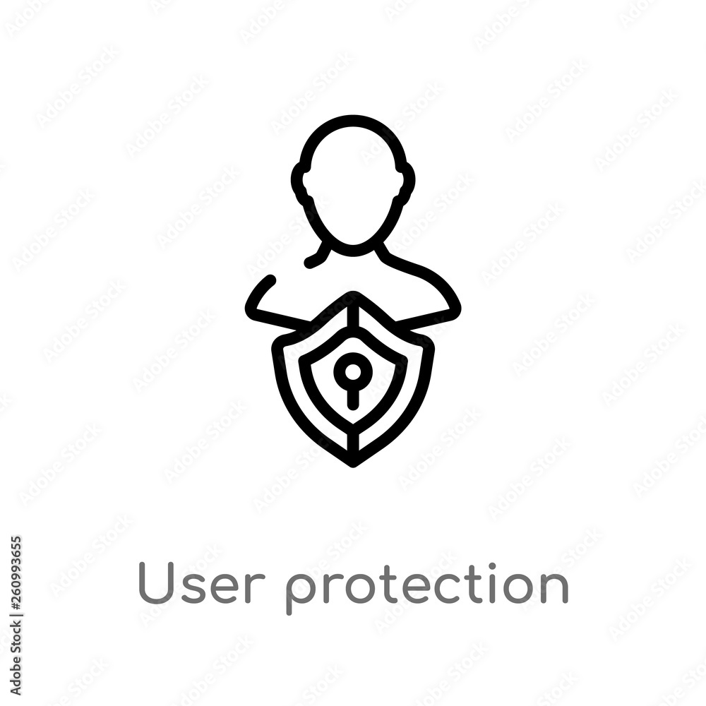 Poster outline user protection vector icon. isolated black simple line element illustration from security c