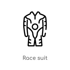 outline race suit vector icon. isolated black simple line element illustration from security concept. editable vector stroke race suit icon on white background