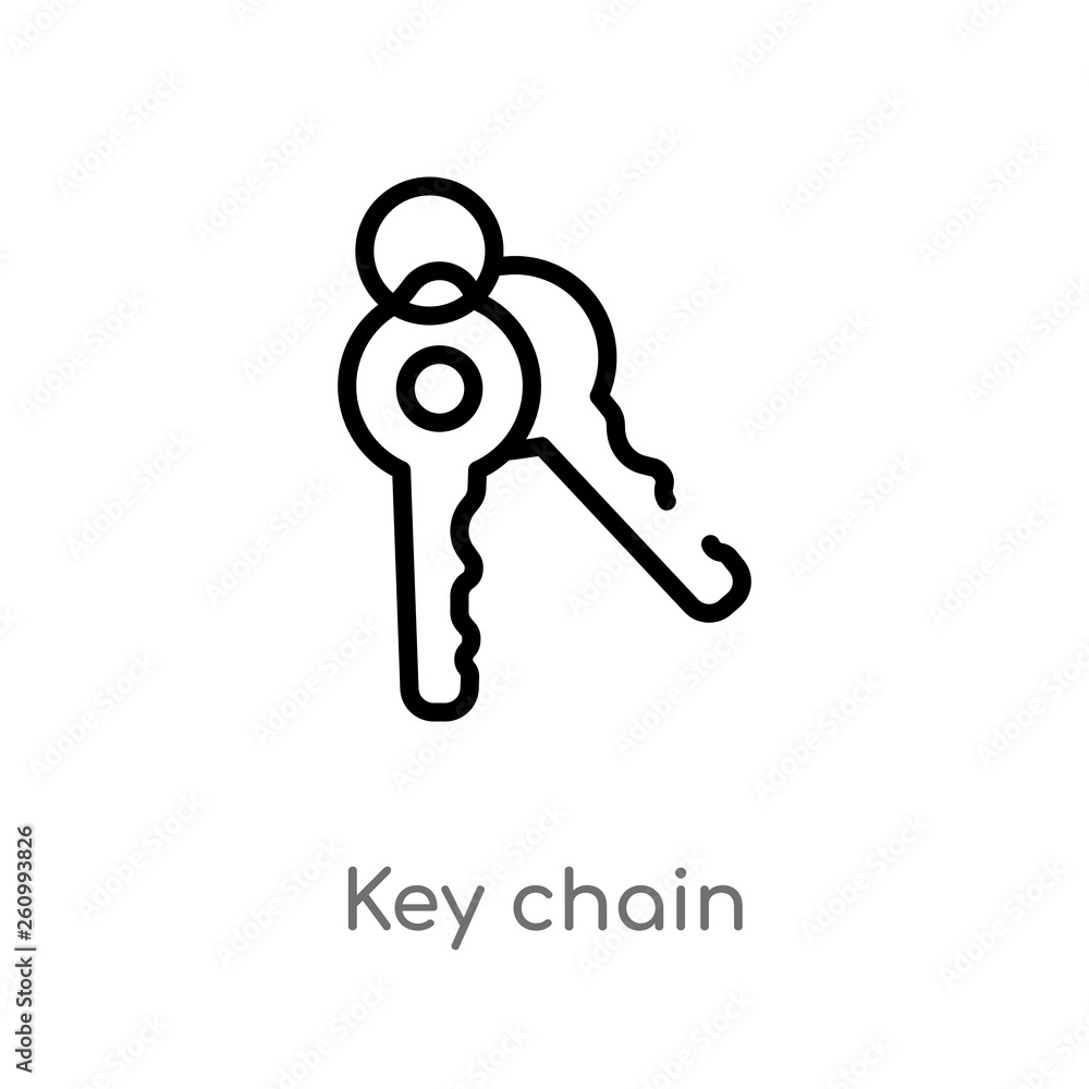 Poster outline key chain vector icon. isolated black simple line element illustration from security concept