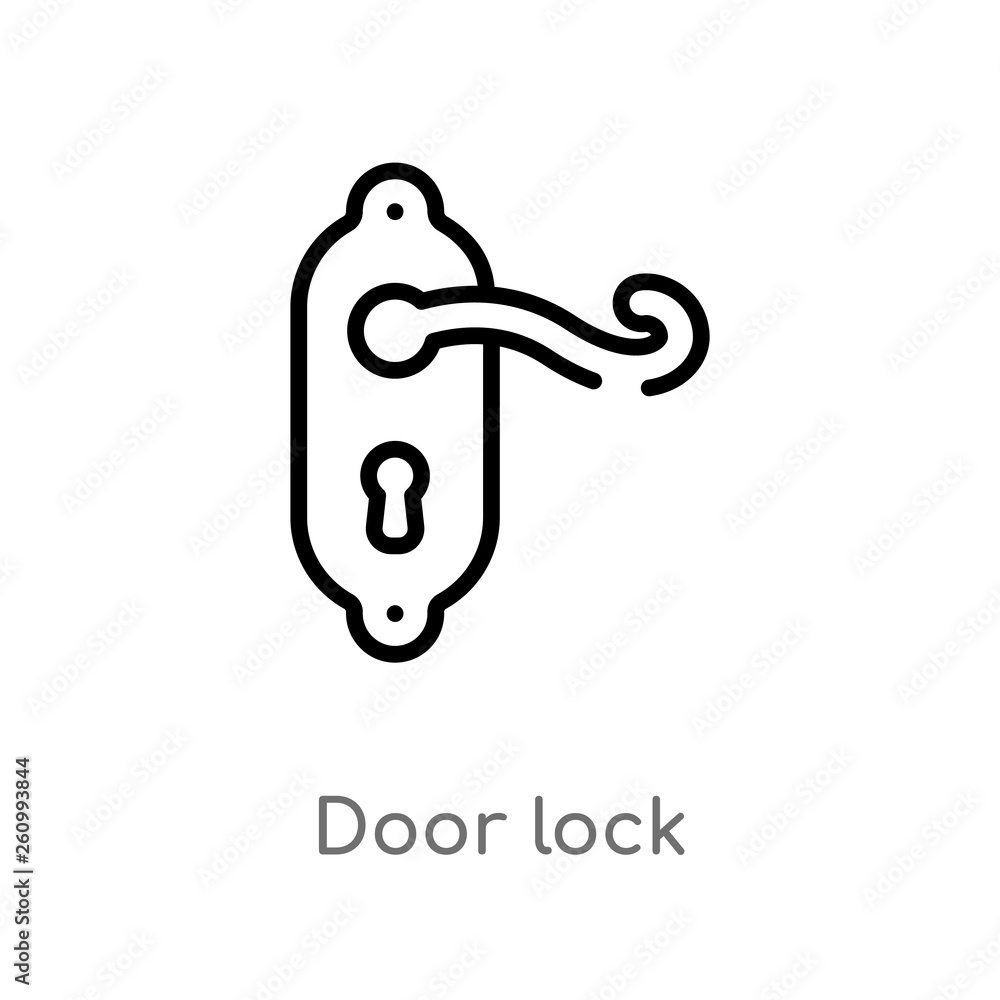 Poster outline door lock vector icon. isolated black simple line element illustration from security concept
