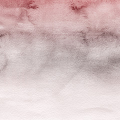 Red ink and watercolor texture on white paper background. Paint leaks and ombre effects. Hand painted abstract image.