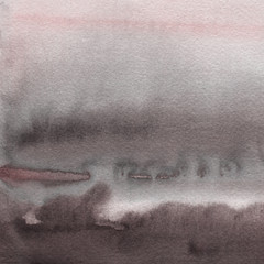 Fototapeta premium Red ink and watercolor texture on white paper background. Paint leaks and ombre effects. Hand painted abstract image.